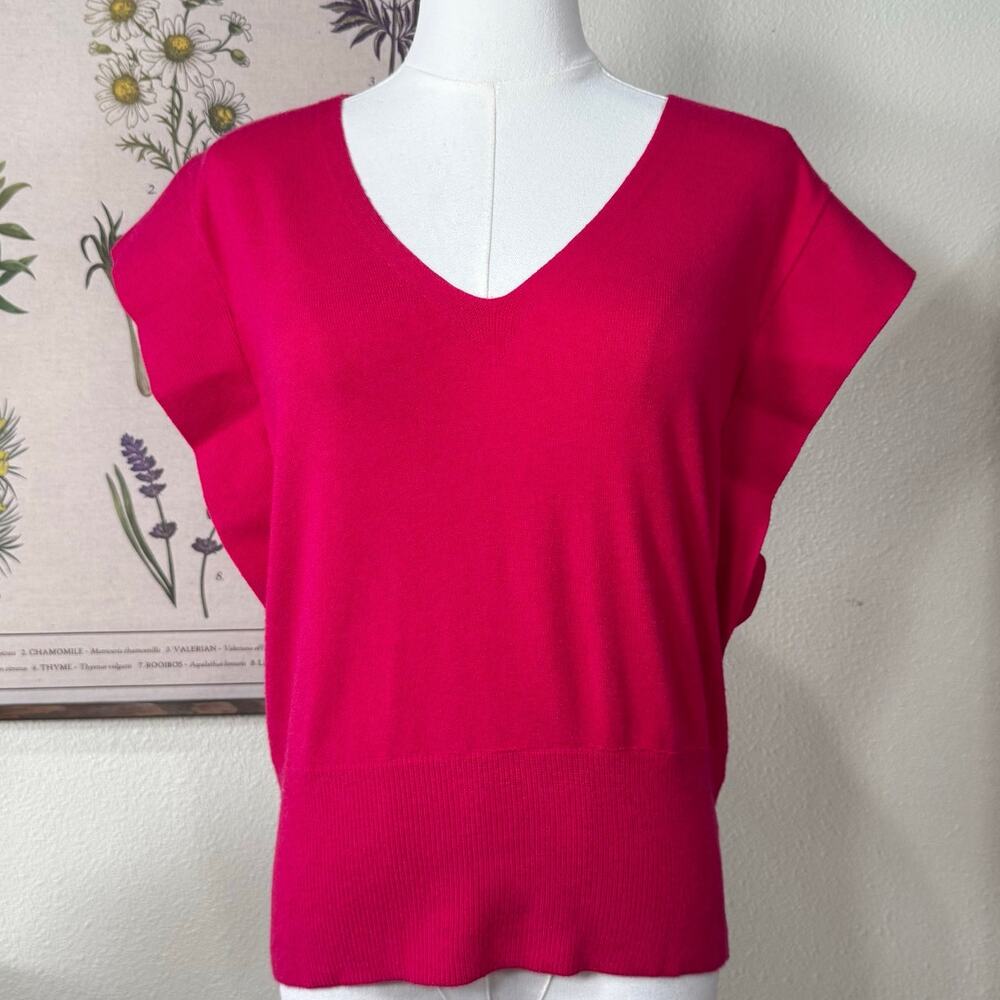 Y2k Bright Pink Short Sleeve Soft Pullover Sweater Preppy Indie Kidcore S M